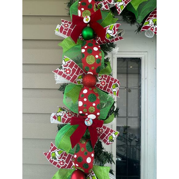 Grinch Wreath & Christmas Garland Holiday Home Decor, Front Door Hanger Gift xxx - Picture 8 of 10